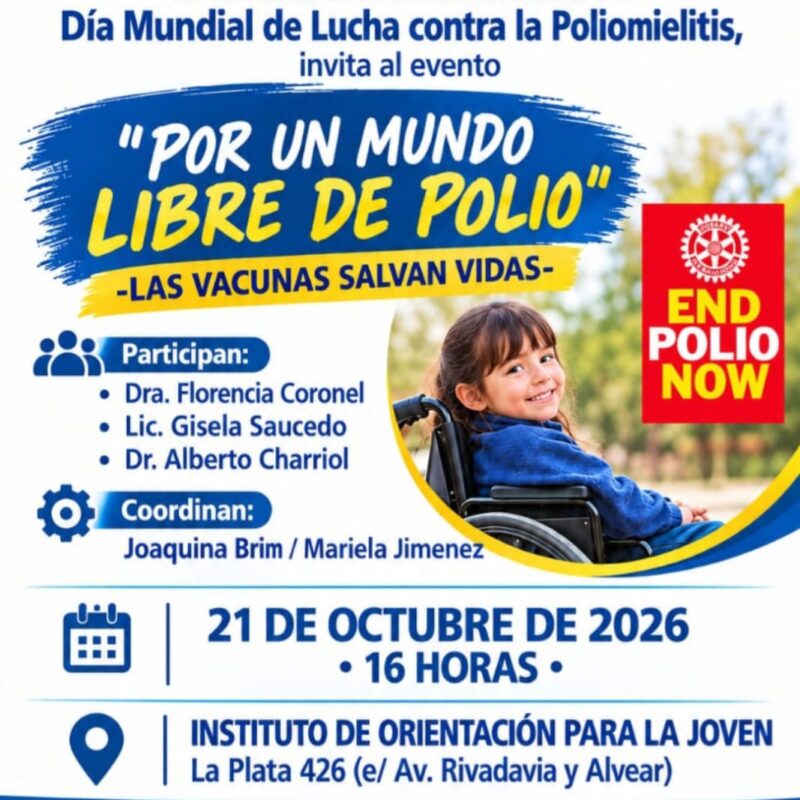 El Rotary Club Madre de Ciudades realizará una jornada sobre la lucha contra la poliomielitis
